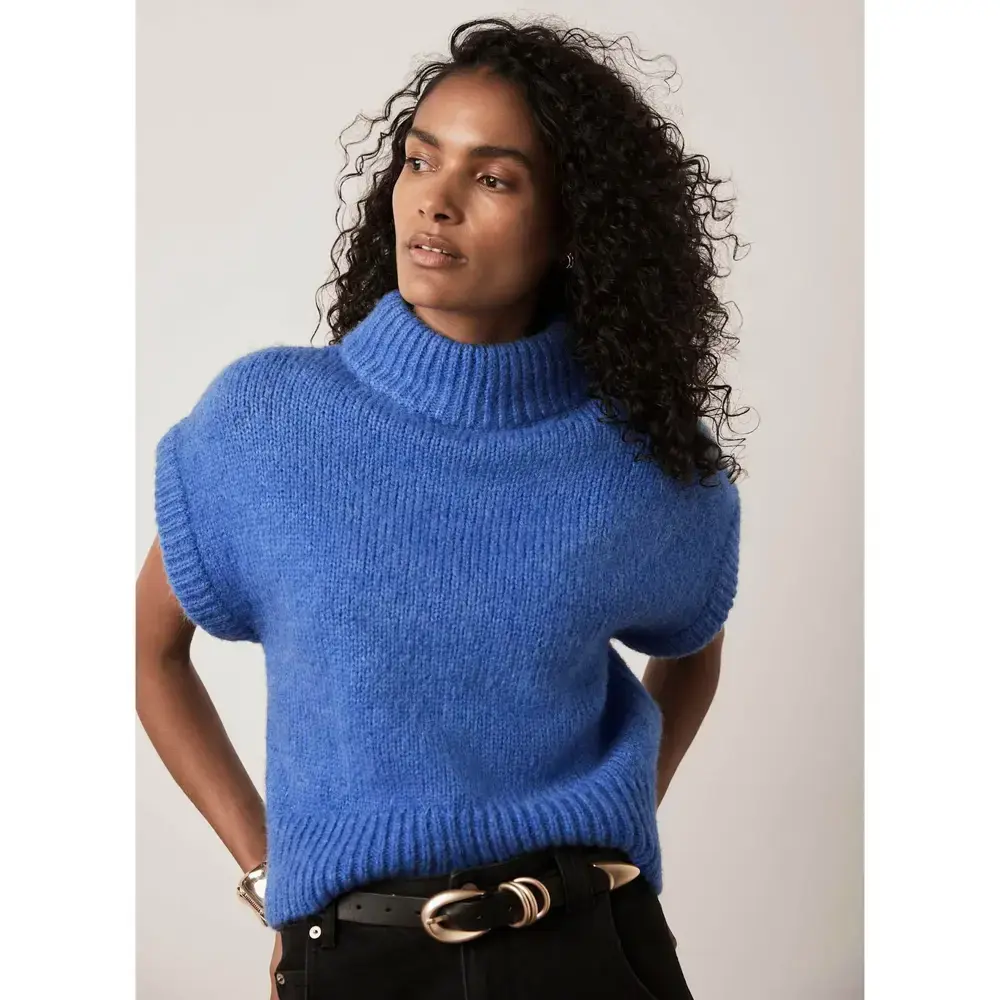 Mint Velvet Blue Knit Short Sleeve Top